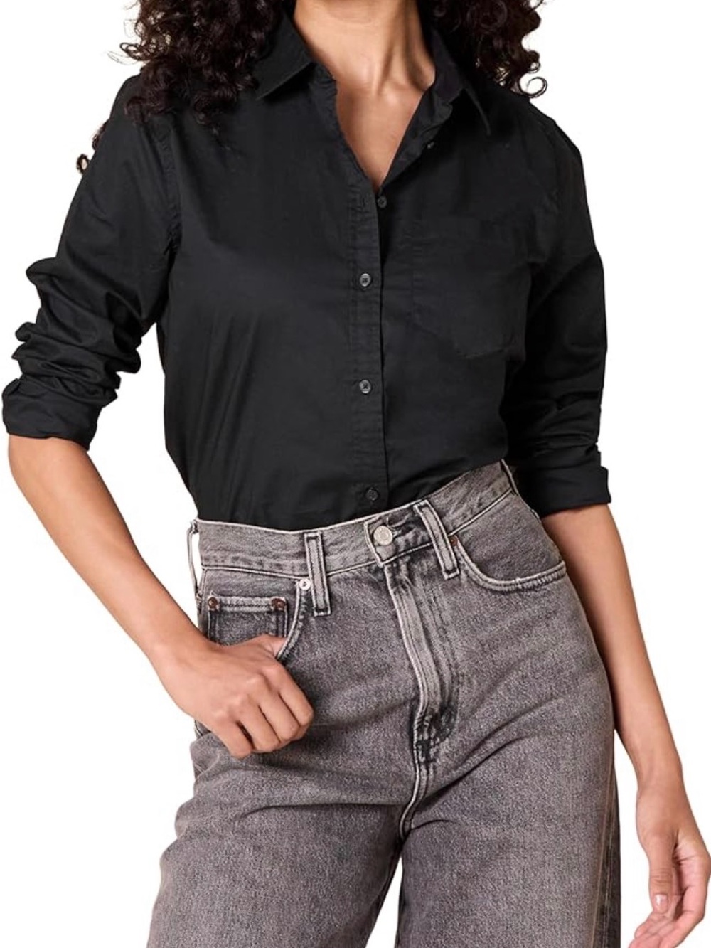 Armani Exchange (A|X) Women’s Black Slim Button-Up Shirt
